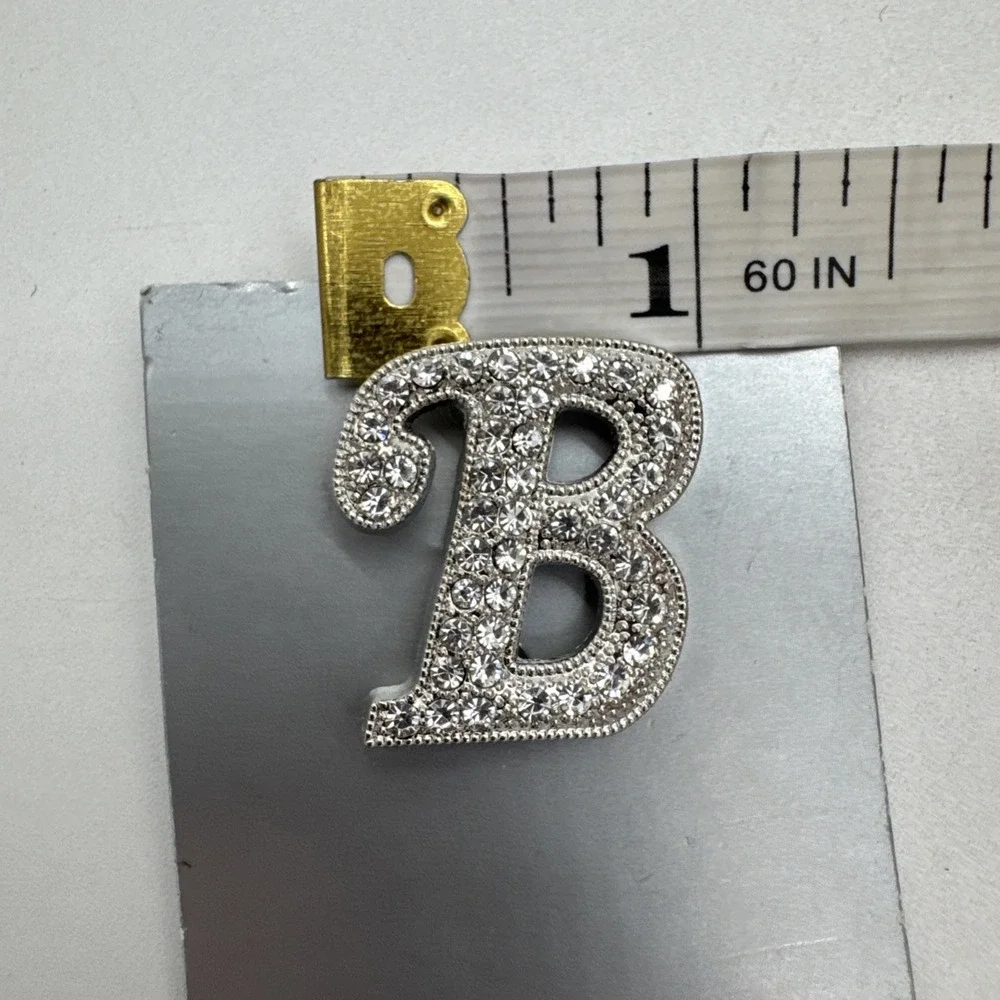Silver Initial Lapel Rhinestone Brooch Lapel Pin 1